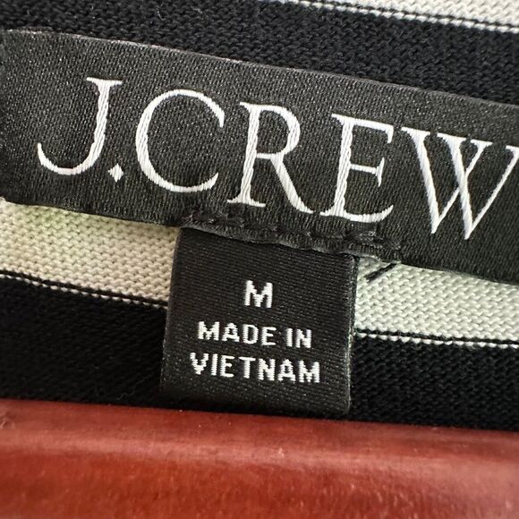 J. Crew Women’s Maxi Dress Size Medium Black White Stripe Cotton Cap Sleeve - Picture 3 of 5